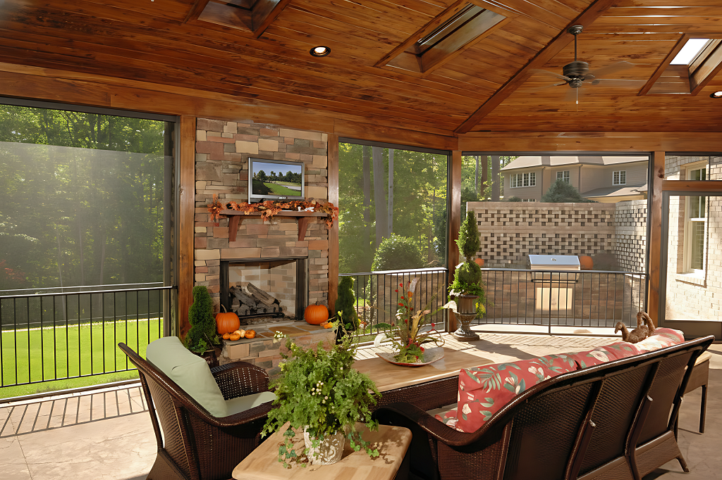 rustic four season room over a deck